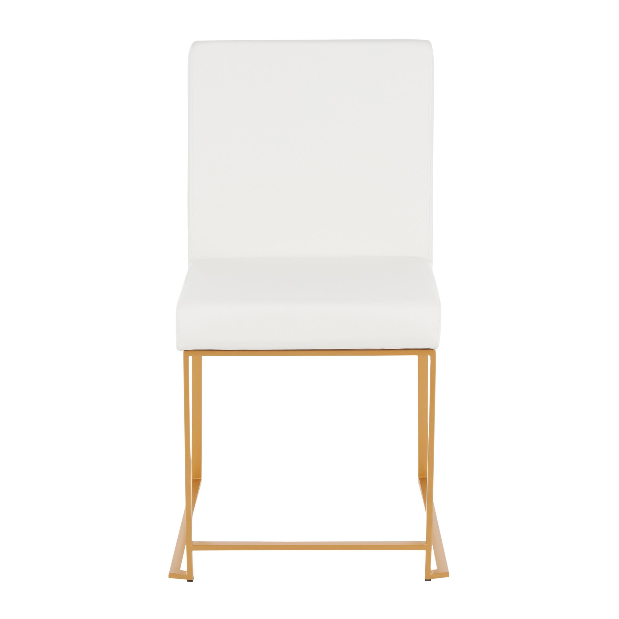 Fuji Gold High Back White Faux Leather Dining Chairs (Set of 2) 13 Fuji Gold High Back White Faux Leather Dining Chairs (Set of 2) - Image 13