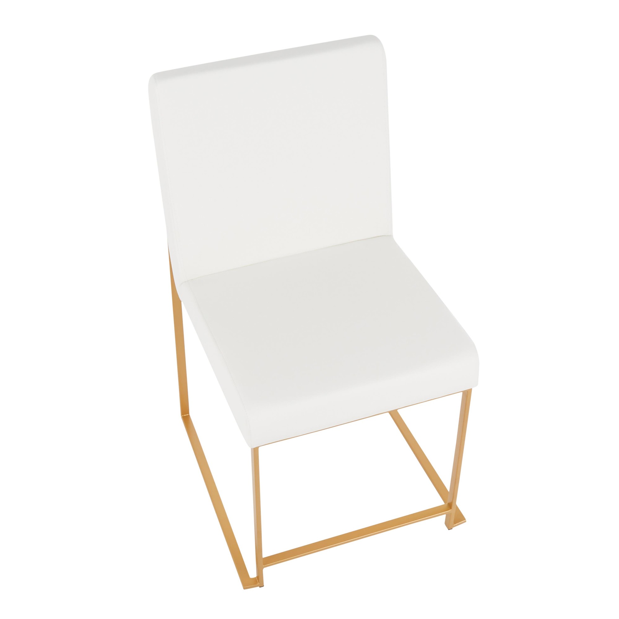 Fuji Gold High Back White Faux Leather Dining Chairs (Set of 2) 14 Fuji Gold High Back White Faux Leather Dining Chairs (Set of 2) - Image 14