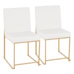 Fuji Gold High Back White Faux Leather Dining Chairs (Set of 2) 23 Fuji Gold High Back White Faux Leather Dining Chairs (Set of 2)