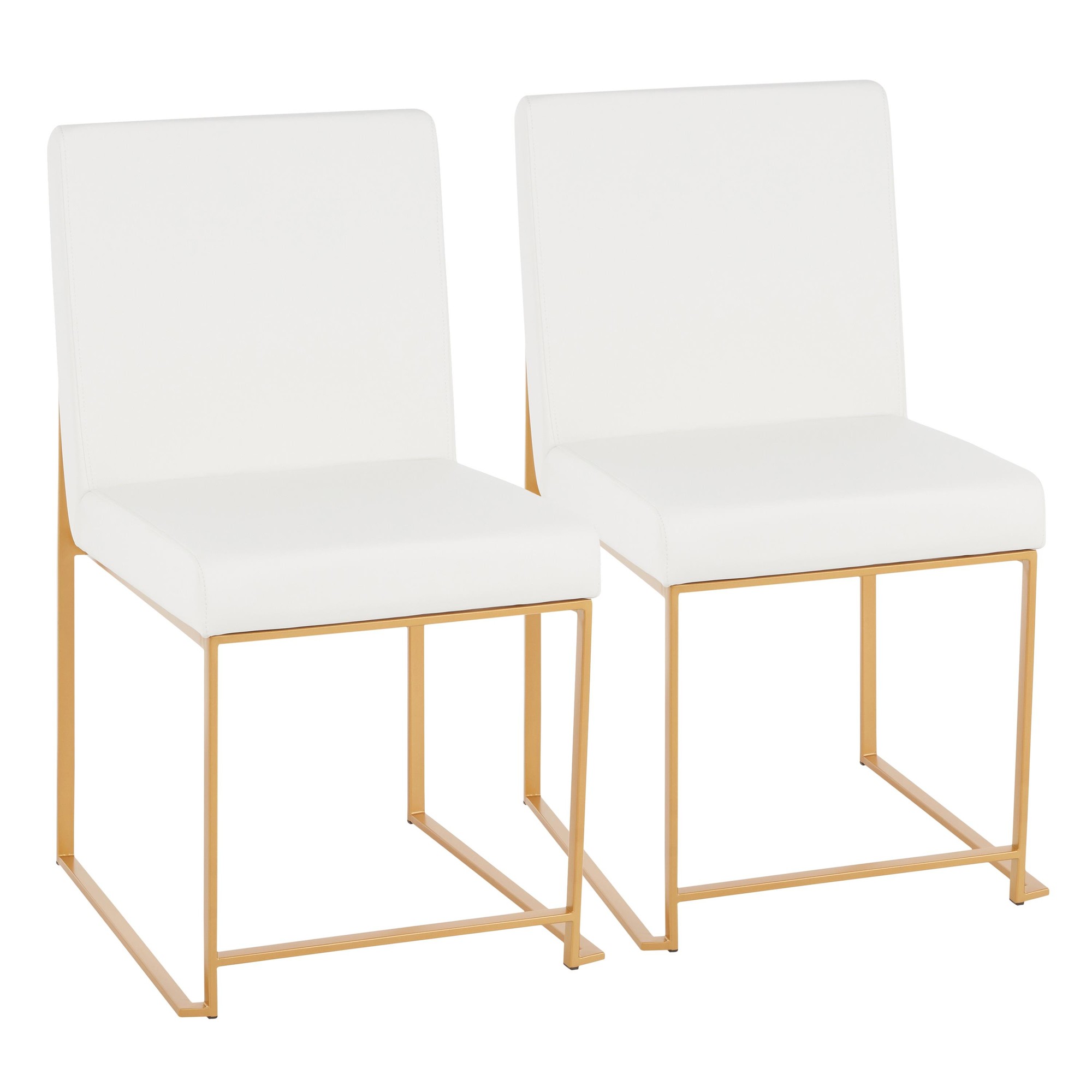 Fuji Gold High Back White Faux Leather Dining Chairs (Set of 2) 8 Fuji Gold High Back White Faux Leather Dining Chairs (Set of 2) - Image 8