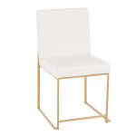 Fuji Gold High Back White Faux Leather Dining Chairs (Set of 2) 24 Fuji Gold High Back White Faux Leather Dining Chairs (Set of 2)