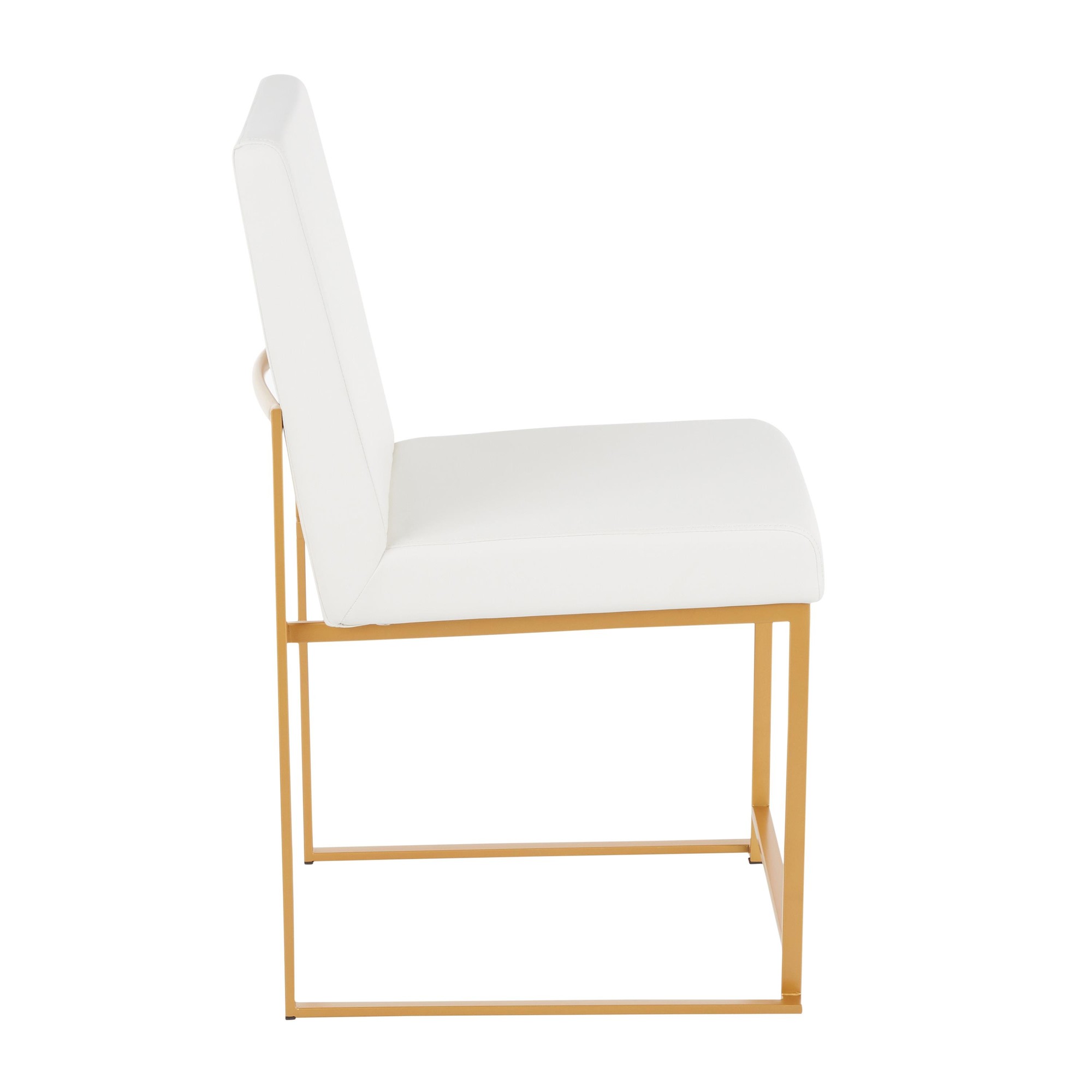Fuji Gold High Back White Faux Leather Dining Chairs (Set of 2) 10 Fuji Gold High Back White Faux Leather Dining Chairs (Set of 2) - Image 10