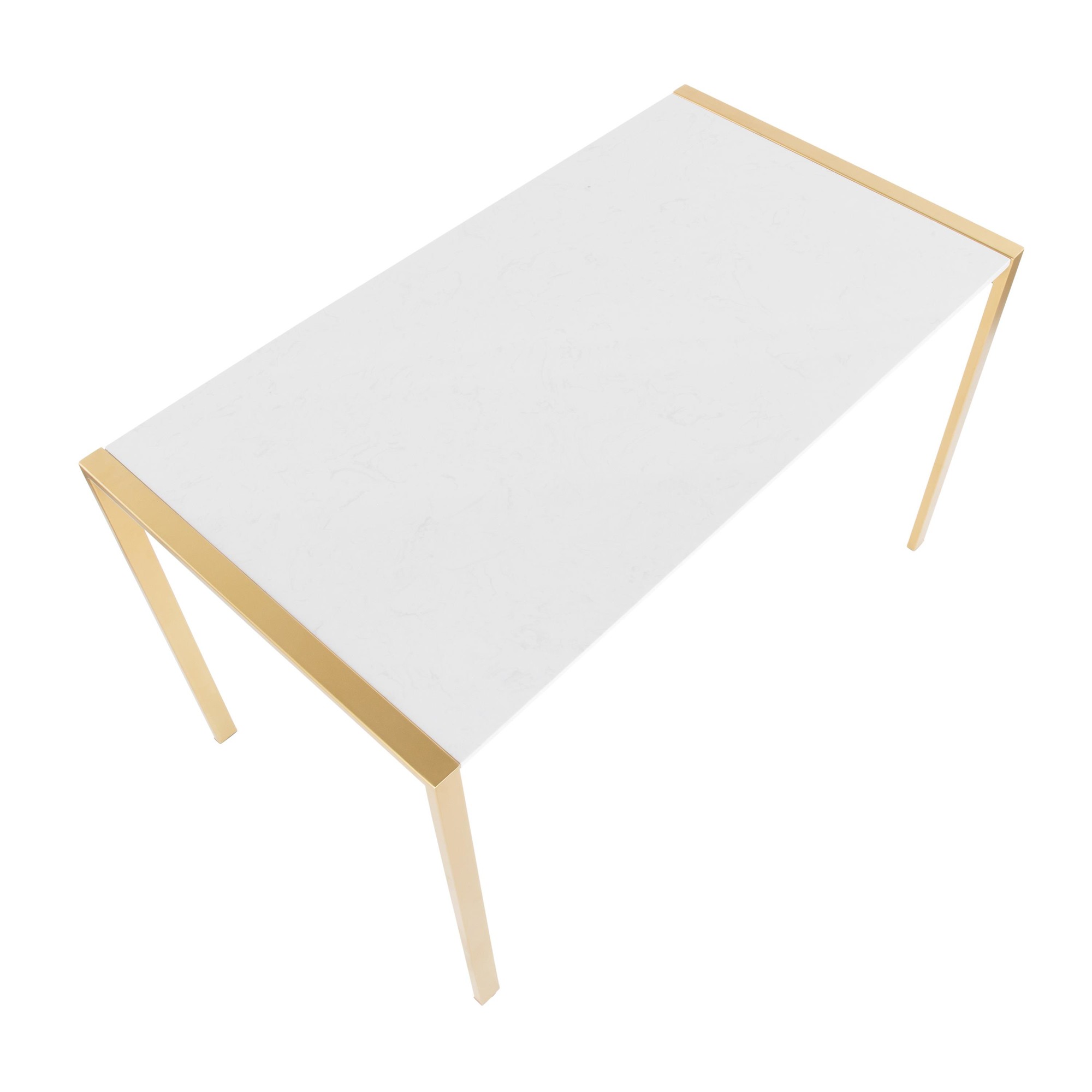 Fuji Gold Metal White Marble Contemporary Dining Table 11 Fuji Gold Metal White Marble Contemporary Dining Table - Image 11
