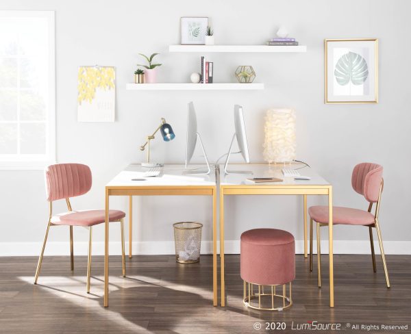 Fuji Gold Metal White Marble Contemporary Dining Table 3