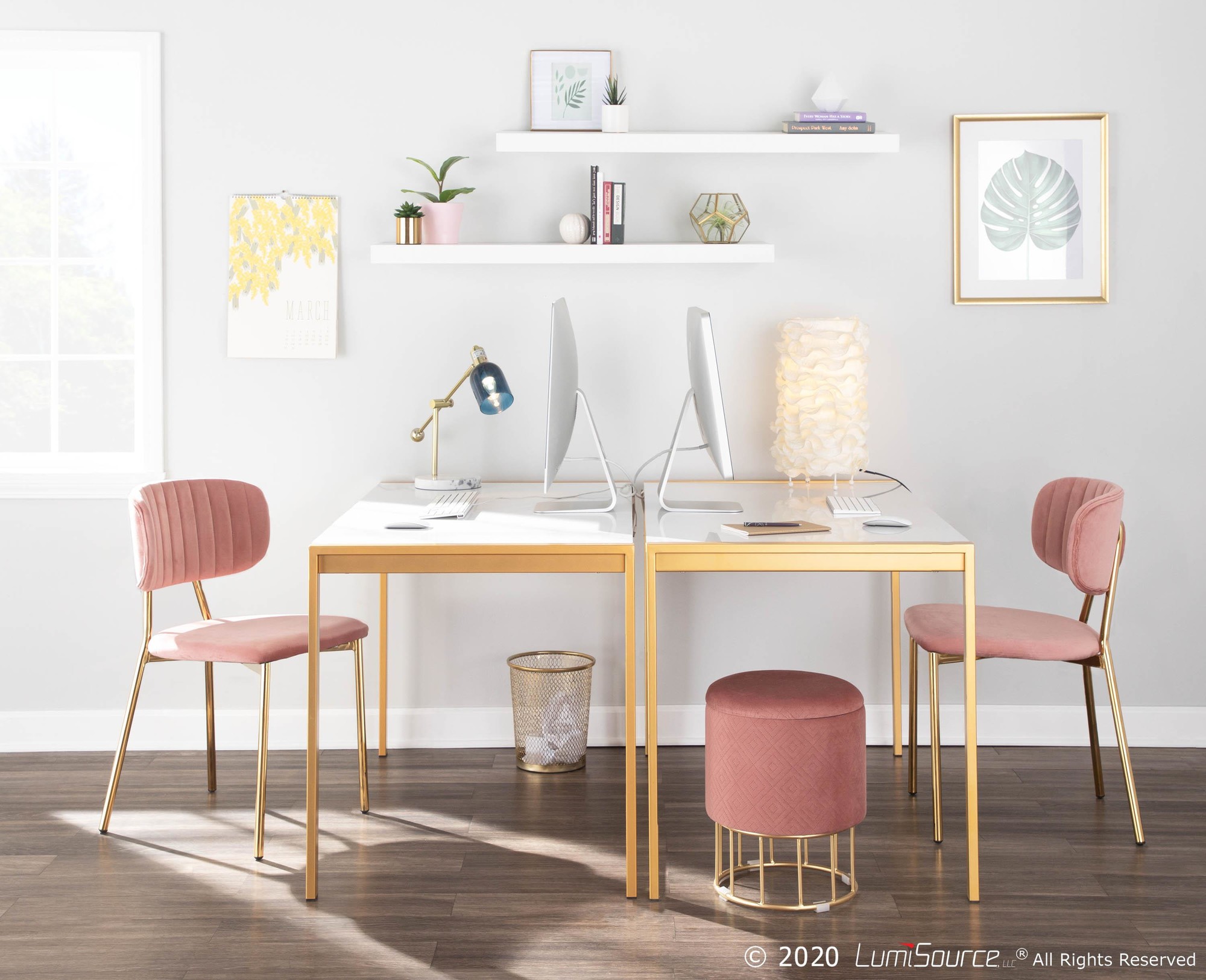 Fuji Gold Metal White Marble Contemporary Dining Table 4 Fuji Gold Metal White Marble Contemporary Dining Table - Image 4