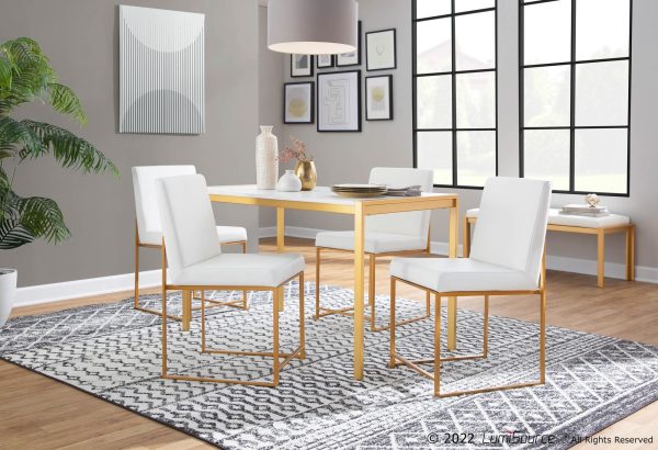 Fuji Gold Metal White Marble Contemporary Dining Table 5