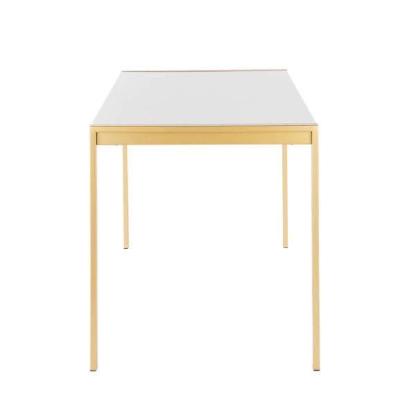Fuji Gold Metal White Marble Contemporary Dining Table 7