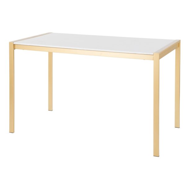 Fuji Gold Metal White Marble Contemporary Dining Table 8