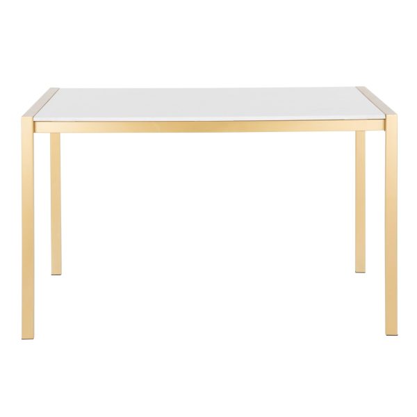 Fuji Gold Metal White Marble Contemporary Dining Table 9