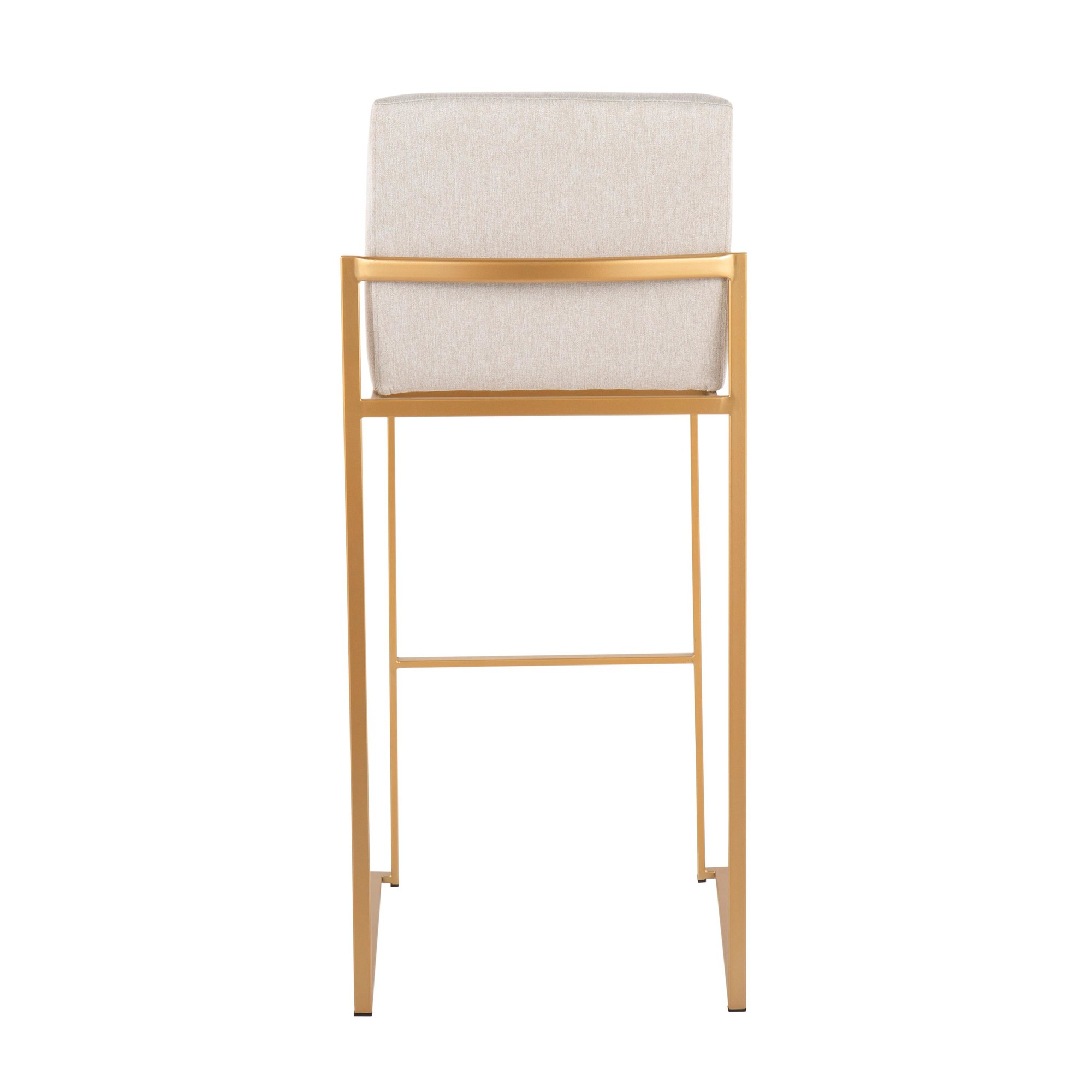 Fuji Gold Steel Beige Fabric Contemporary High Back Barstool (Set of 2) 6 Fuji Gold Steel Beige Fabric Contemporary High Back Barstool (Set of 2) - Image 6