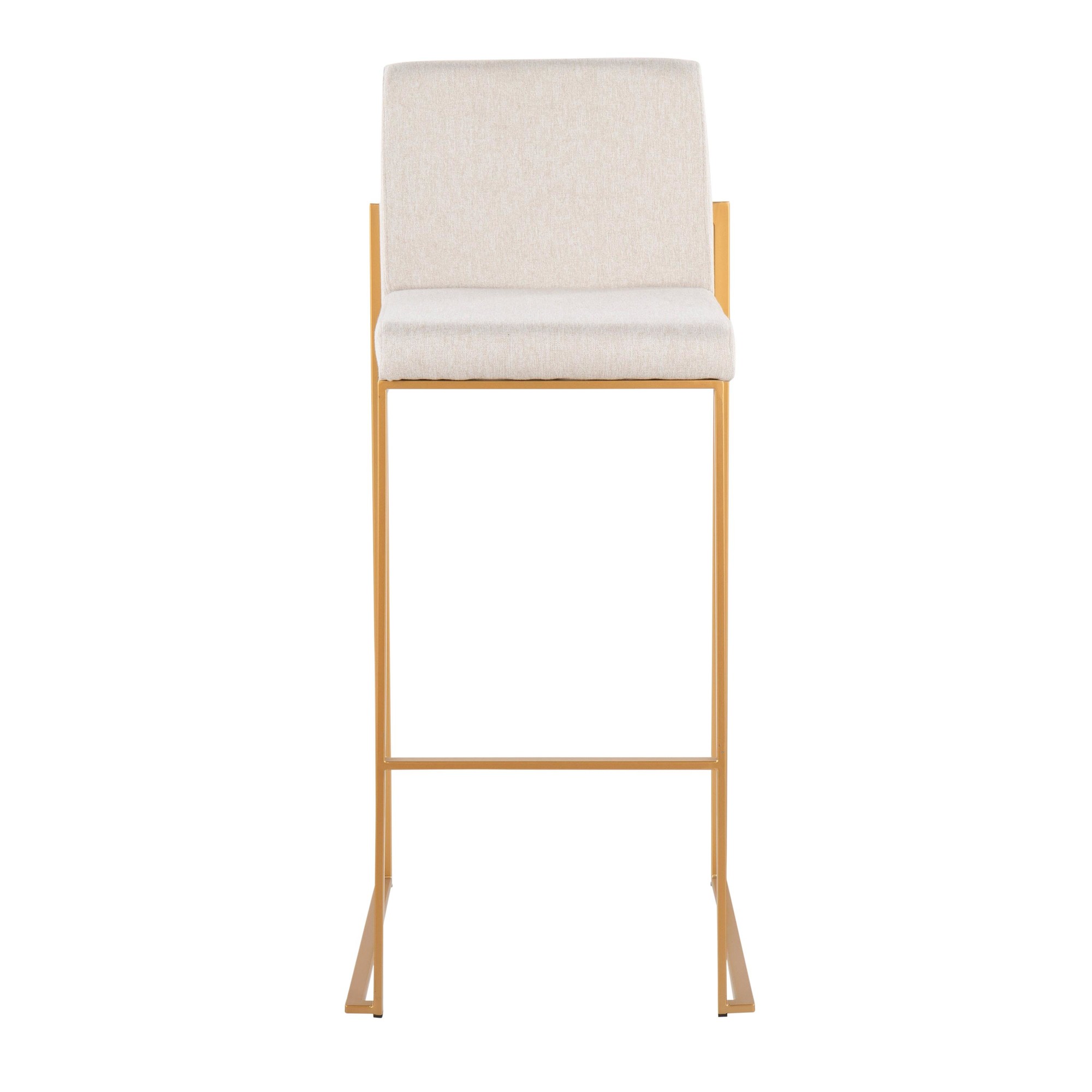 Fuji Gold Steel Beige Fabric Contemporary High Back Barstool (Set of 2) 7 Fuji Gold Steel Beige Fabric Contemporary High Back Barstool (Set of 2) - Image 7