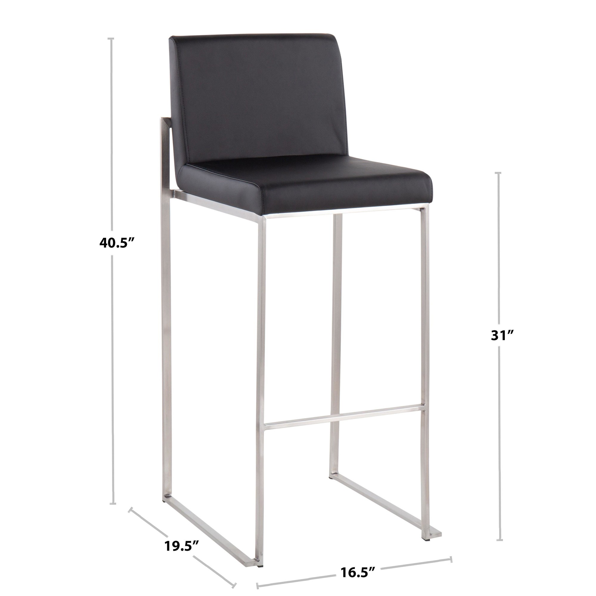 Fuji Gold Steel Beige Fabric Contemporary High Back Barstool (Set of 2) 9 Fuji Gold Steel Beige Fabric Contemporary High Back Barstool (Set of 2) - Image 9