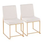 Fuji Gold Steel Beige Fabric Contemporary High Back Chairs (Set of 2) 11 Fuji Gold Steel Beige Fabric Contemporary High Back Chairs (Set of 2)