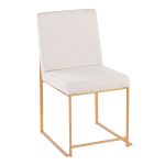 Fuji Gold Steel Beige Fabric Contemporary High Back Chairs (Set of 2) 12 Fuji Gold Steel Beige Fabric Contemporary High Back Chairs (Set of 2)