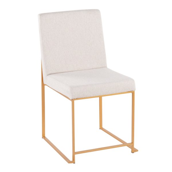 Fuji Gold Steel Beige Fabric Contemporary High Back Chairs Set of 2 2