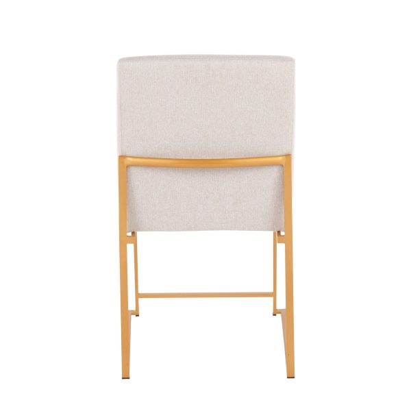 Fuji Gold Steel Beige Fabric Contemporary High Back Chairs Set of 2 5