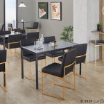 Fuji Gold Steel Black Faux Leather Contemporary Barstools (Set of 2) 14 Fuji Gold Steel Black Faux Leather Contemporary Barstools (Set of 2)