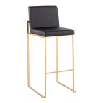 Fuji Gold Steel Black Faux Leather Contemporary Barstools (Set of 2) 16 Fuji Gold Steel Black Faux Leather Contemporary Barstools (Set of 2)