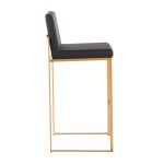 Fuji Gold Steel Black Faux Leather Contemporary Barstools (Set of 2) 17 Fuji Gold Steel Black Faux Leather Contemporary Barstools (Set of 2)
