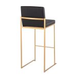 Fuji Gold Steel Black Faux Leather Contemporary Barstools (Set of 2) 18 Fuji Gold Steel Black Faux Leather Contemporary Barstools (Set of 2)