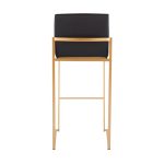 Fuji Gold Steel Black Faux Leather Contemporary Barstools (Set of 2) 19 Fuji Gold Steel Black Faux Leather Contemporary Barstools (Set of 2)