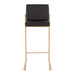 Fuji Gold Steel Black Faux Leather Contemporary Barstools (Set of 2) 20 Fuji Gold Steel Black Faux Leather Contemporary Barstools (Set of 2)