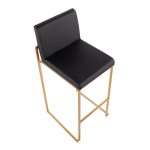 Fuji Gold Steel Black Faux Leather Contemporary Barstools (Set of 2) 21 Fuji Gold Steel Black Faux Leather Contemporary Barstools (Set of 2)
