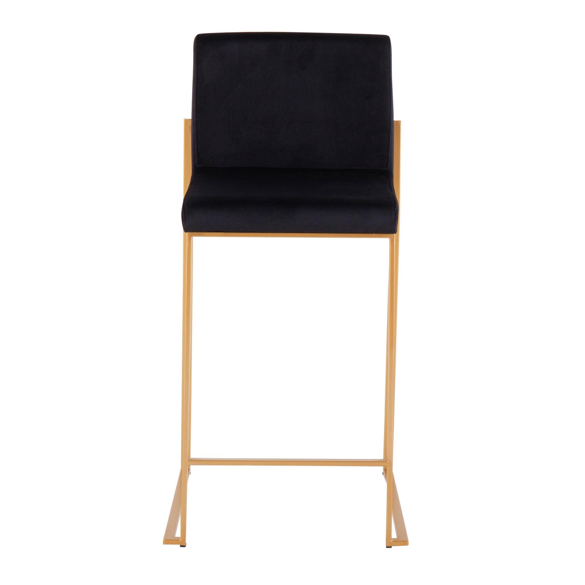 Fuji Gold Steel Black Velvet Contemporary Counter Stool (Set of 2) 9 Fuji Gold Steel Black Velvet Contemporary Counter Stool (Set of 2) - Image 9