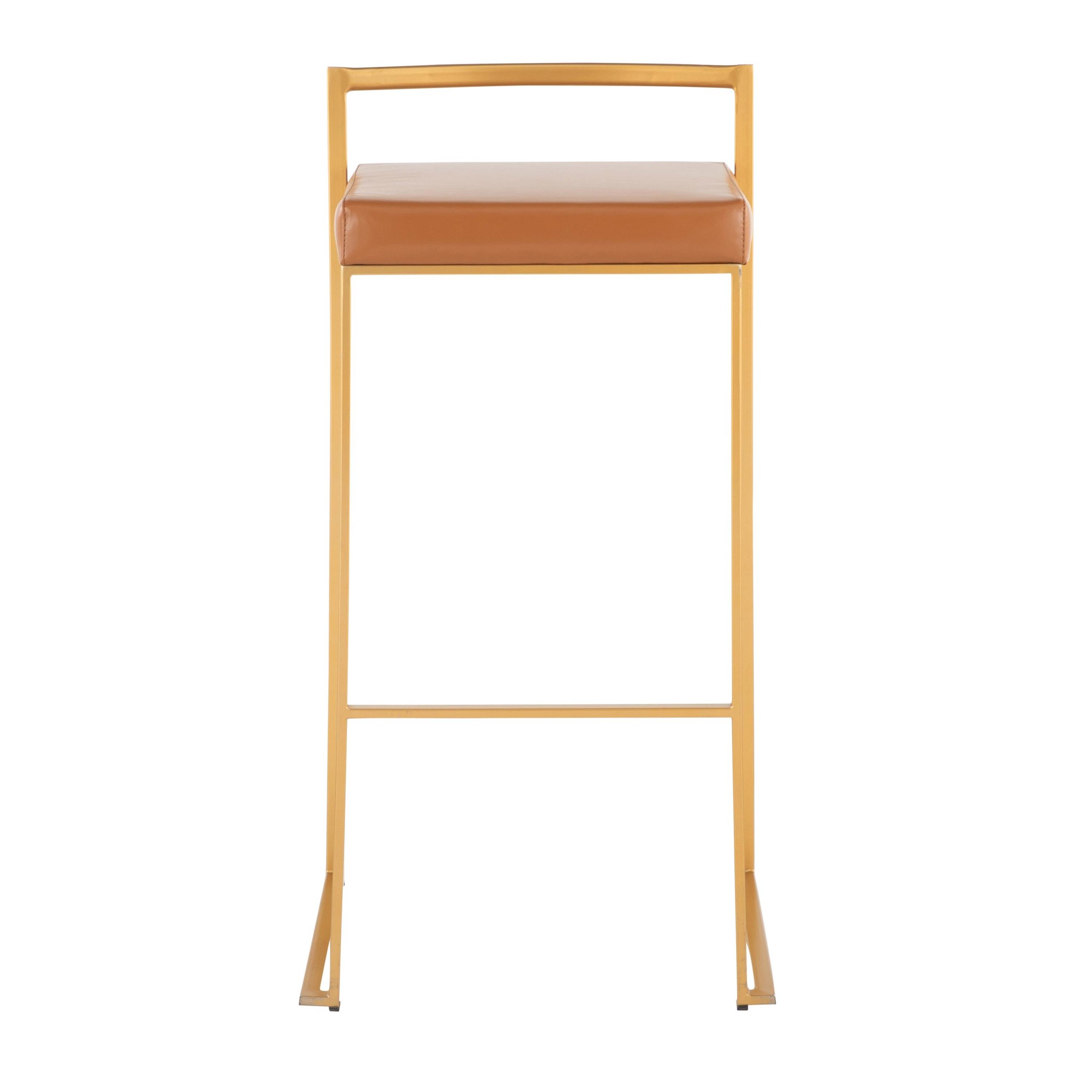 Fuji Gold Steel Camel Faux Leather Contemporary Barstools (Set of 2) 8 Fuji Gold Steel Camel Faux Leather Contemporary Barstools (Set of 2) - Image 8
