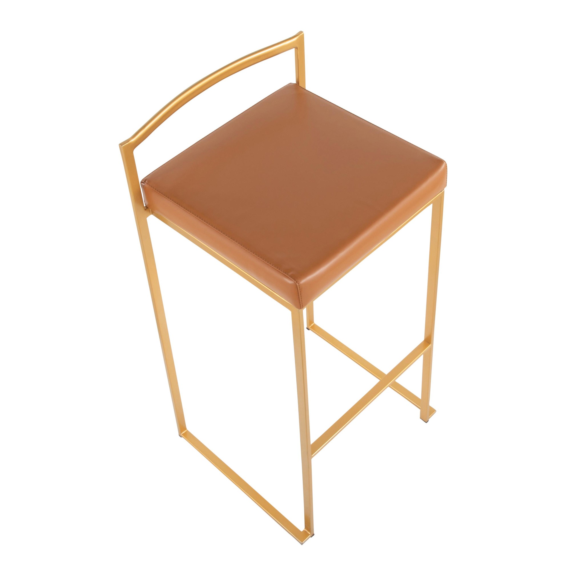 Fuji Gold Steel Camel Faux Leather Contemporary Barstools (Set of 2) 9 Fuji Gold Steel Camel Faux Leather Contemporary Barstools (Set of 2) - Image 9