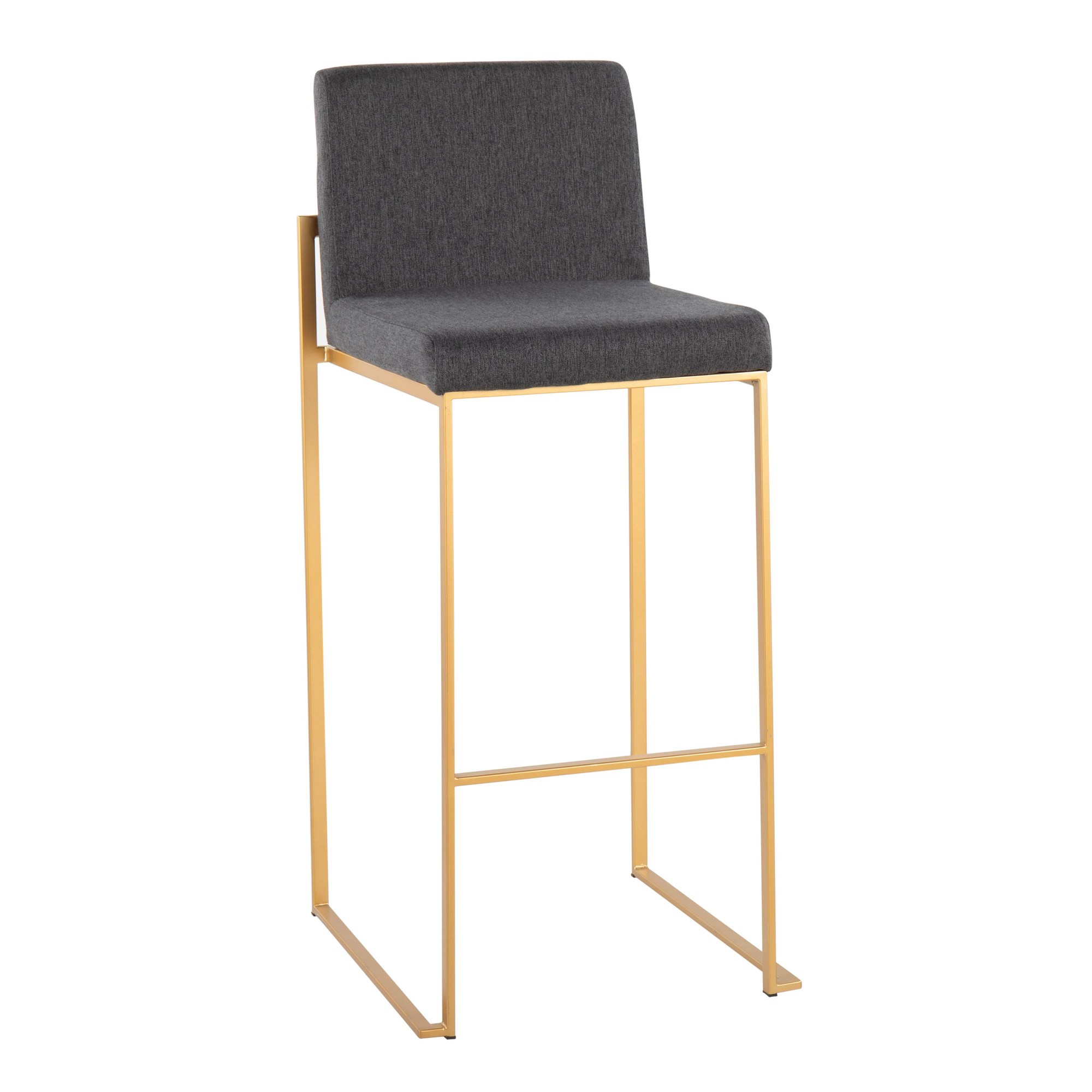 Fuji Gold Steel Charcoal Contemporary High Back Barstool (Set of 3) 3 Fuji Gold Steel Charcoal Contemporary High Back Barstool (Set of 3) - Image 3