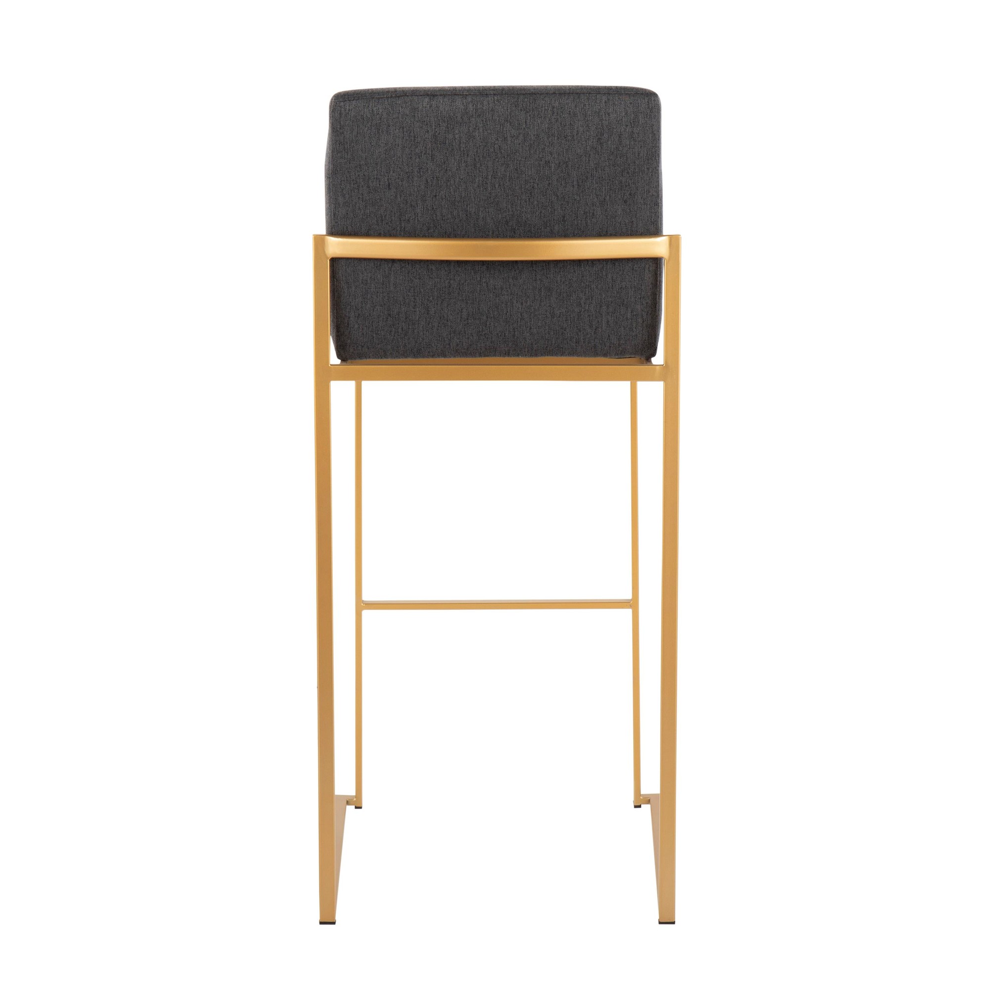 Fuji Gold Steel Charcoal Contemporary High Back Barstool (Set of 3) 6 Fuji Gold Steel Charcoal Contemporary High Back Barstool (Set of 3) - Image 6