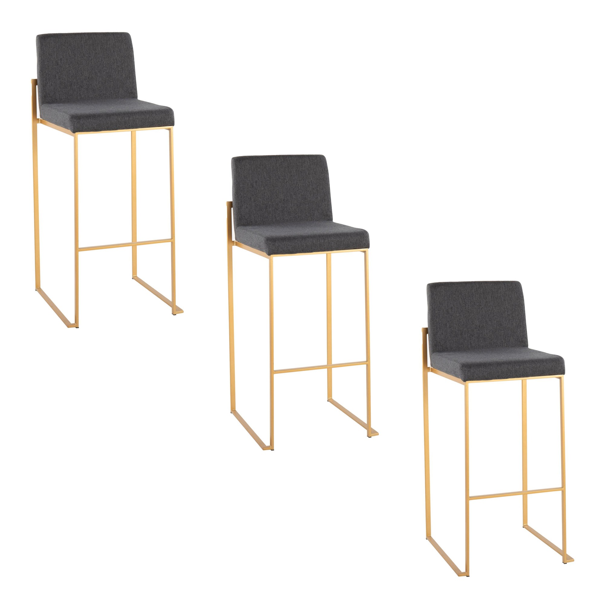 Fuji Gold Steel Charcoal Contemporary High Back Barstool (Set of 3) 9 Fuji Gold Steel Charcoal Contemporary High Back Barstool (Set of 3) - Image 9