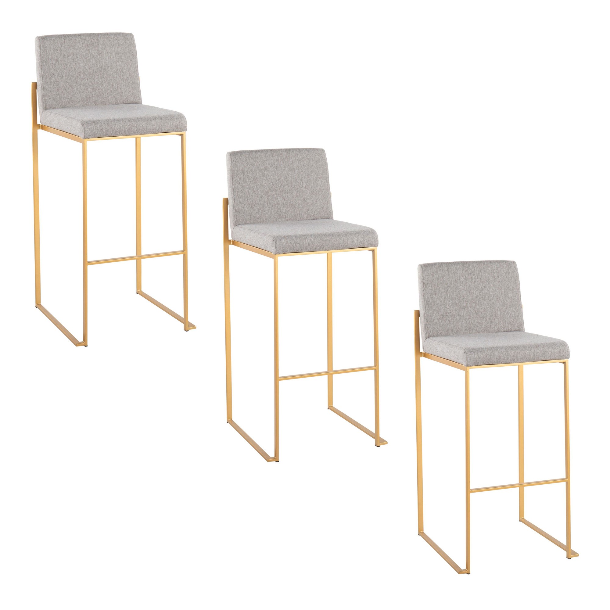 Fuji Gold Steel Grey Fabric Contemporary Bar Stools (Set of 3) 9 Fuji Gold Steel Grey Fabric Contemporary Bar Stools (Set of 3) - Image 9