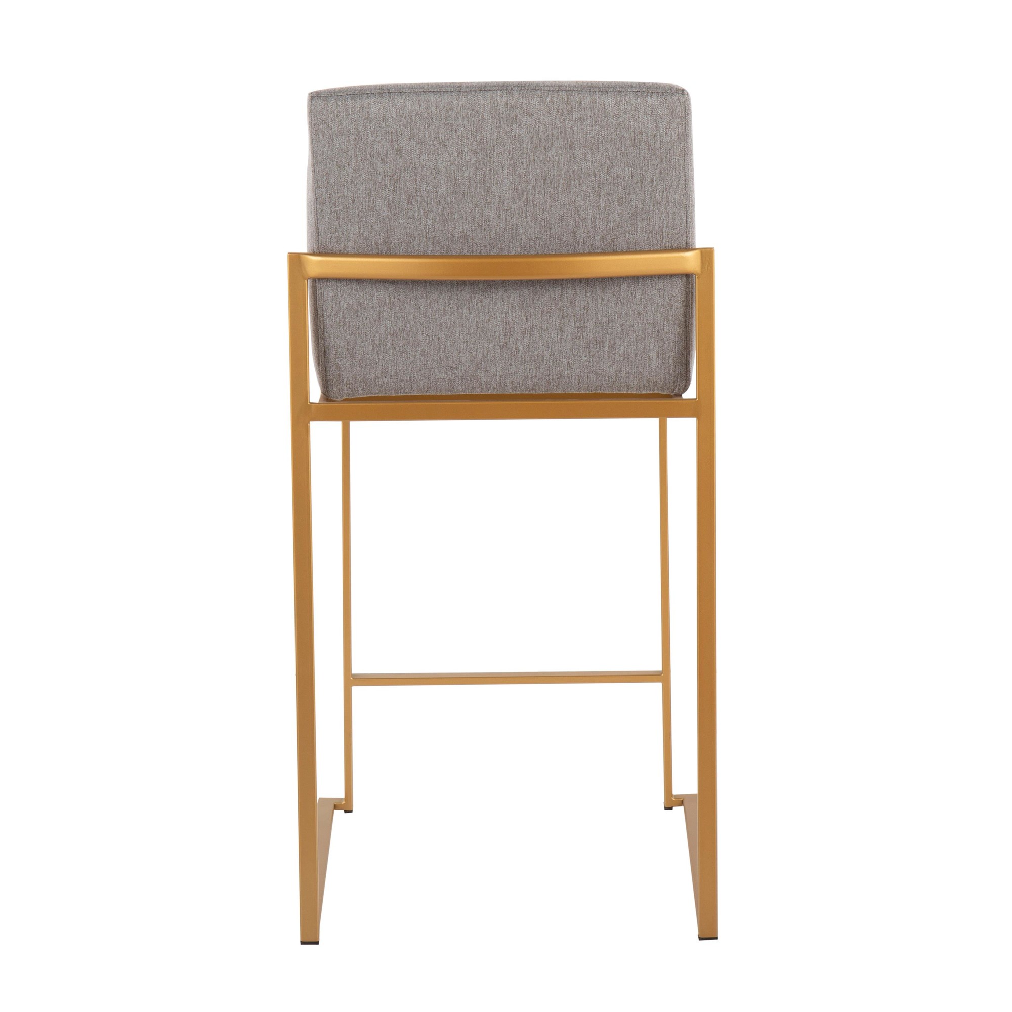 Fuji Gold Steel Grey Fabric High Back Counter Stools (Set of 2) 5 Fuji Gold Steel Grey Fabric High Back Counter Stools (Set of 2) - Image 5
