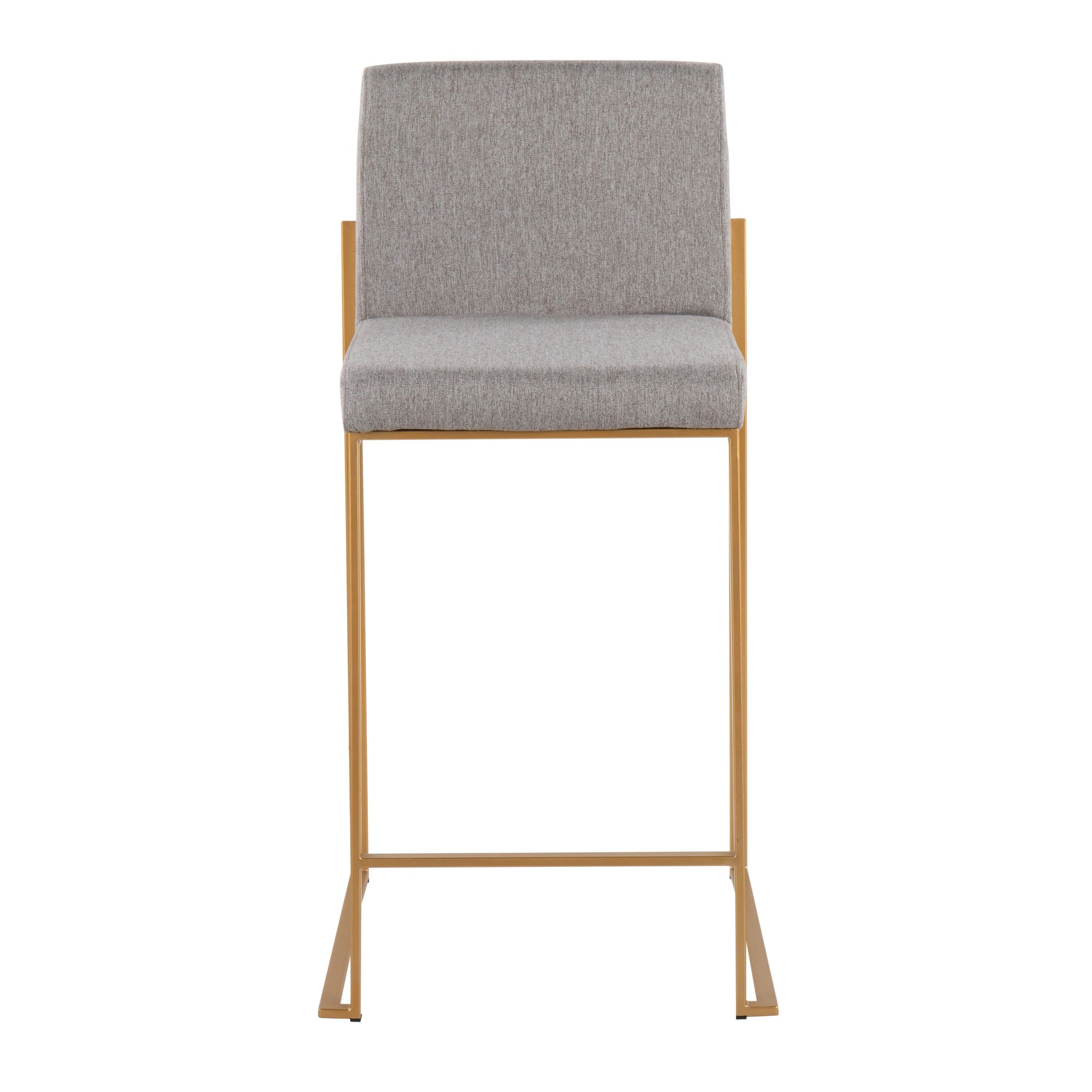 Fuji Gold Steel Grey Fabric High Back Counter Stools (Set of 2) 6 Fuji Gold Steel Grey Fabric High Back Counter Stools (Set of 2) - Image 6