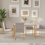 Fuji Gold Steel Light Grey Contemporary High Back Dining Chairs (Set of 2)