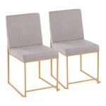 Fuji Gold Steel Light Grey Contemporary High Back Dining Chairs (Set of 2)