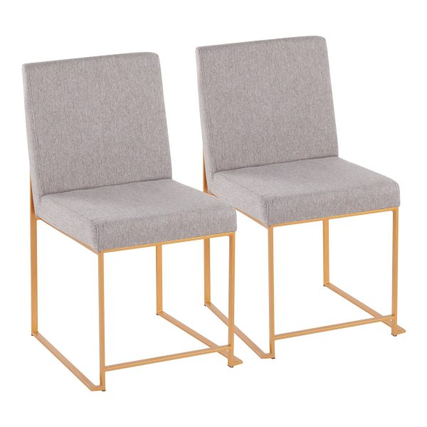 Fuji Gold Steel Light Grey Contemporary High Back Dining Chairs Set of 2 3