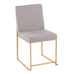 Fuji Gold Steel Light Grey Contemporary High Back Dining Chairs (Set of 2)