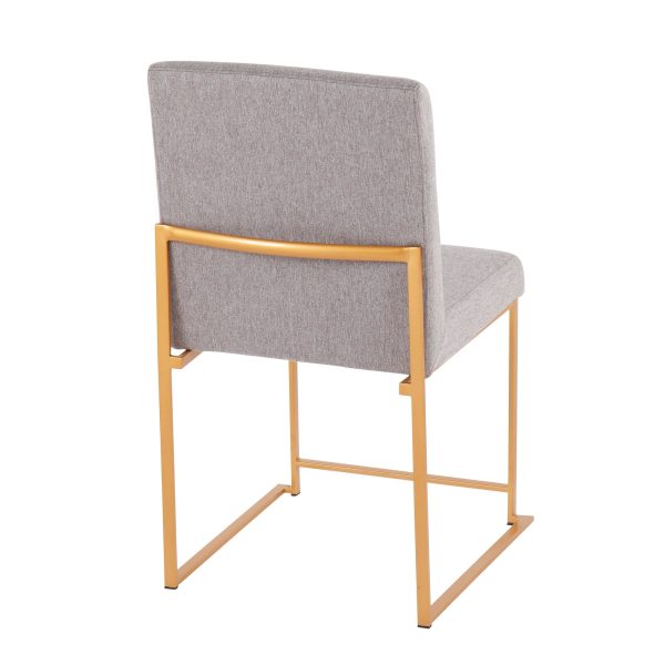 Fuji Gold Steel Light Grey Contemporary High Back Dining Chairs Set of 2 6