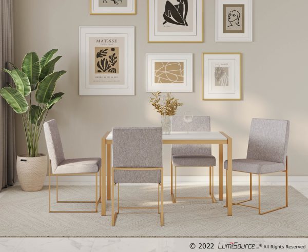 Fuji Gold Steel Light Grey Contemporary High Back Dining Chairs Set of 2