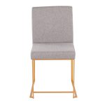 Fuji Gold Steel Light Grey Contemporary High Back Dining Chairs (Set of 2)