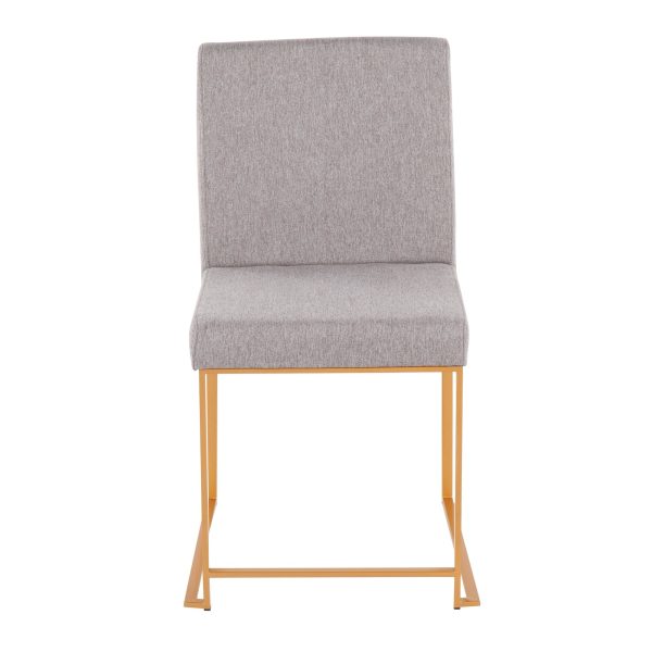 Fuji Gold Steel Light Grey Contemporary High Back Dining Chairs Set of 2 8
