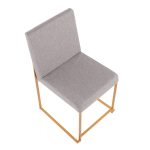 Fuji Gold Steel Light Grey Contemporary High Back Dining Chairs (Set of 2)