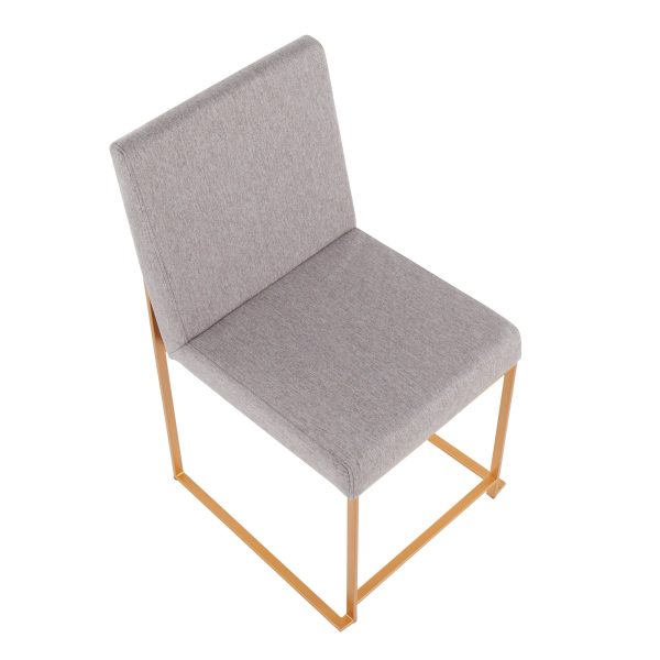 Fuji Gold Steel Light Grey Contemporary High Back Dining Chairs Set of 2 9