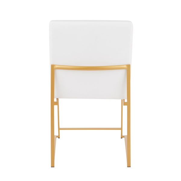 Fuji Gold White Velvet Contemporary High Back Dining Chairs Set of 2 12