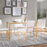 Fuji Gold White Velvet Contemporary High Back Dining Chairs (Set of 2) 18 Fuji Gold White Velvet Contemporary High Back Dining Chairs (Set of 2)