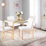 Fuji Gold White Velvet Contemporary High Back Dining Chairs (Set of 2) 21 Fuji Gold White Velvet Contemporary High Back Dining Chairs (Set of 2)