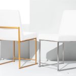 Fuji Gold White Velvet Contemporary High Back Dining Chairs (Set of 2) 23 Fuji Gold White Velvet Contemporary High Back Dining Chairs (Set of 2)